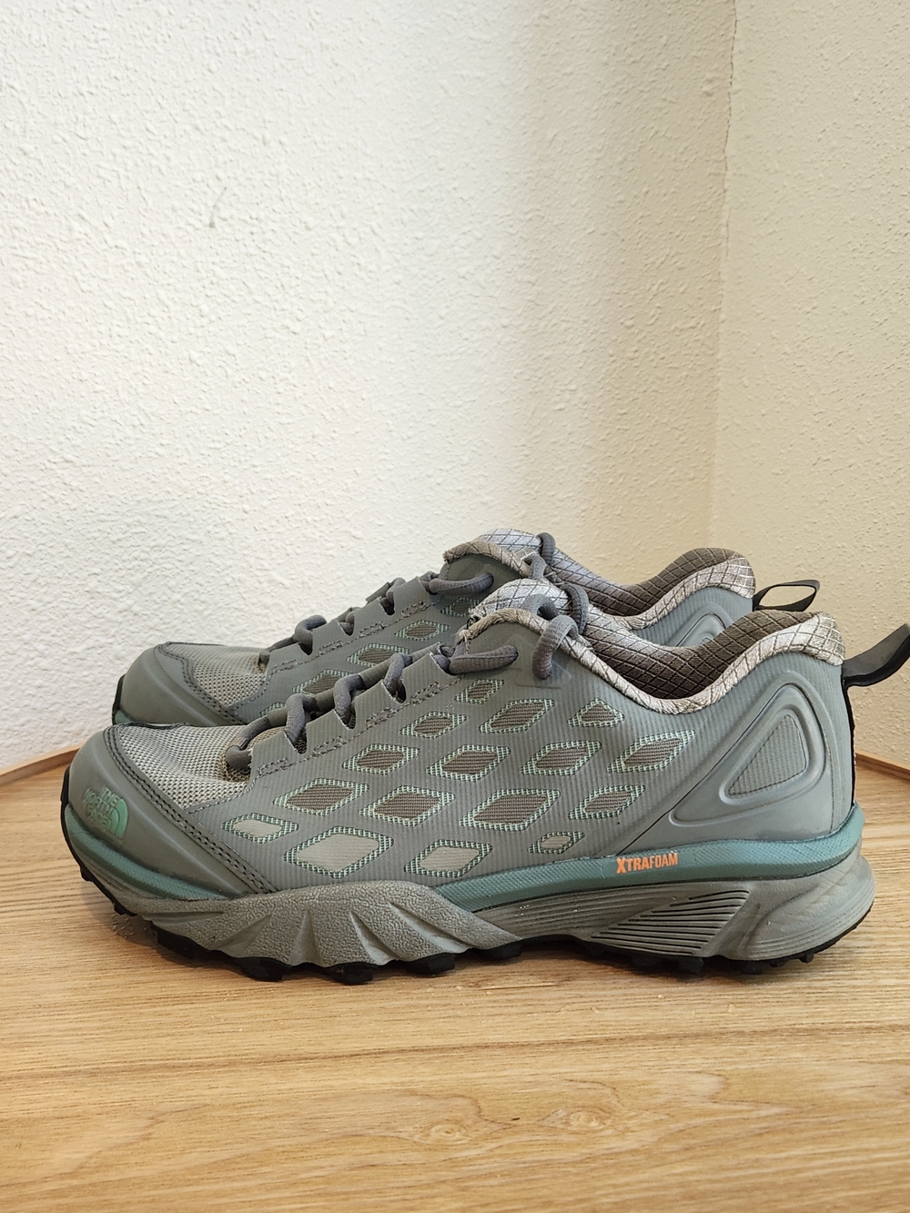 The North Face Gray Sneakers with Mint Accents